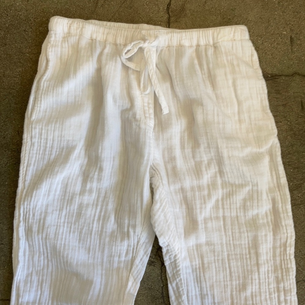 Xirena white cotton gauze drawstring pant. S
